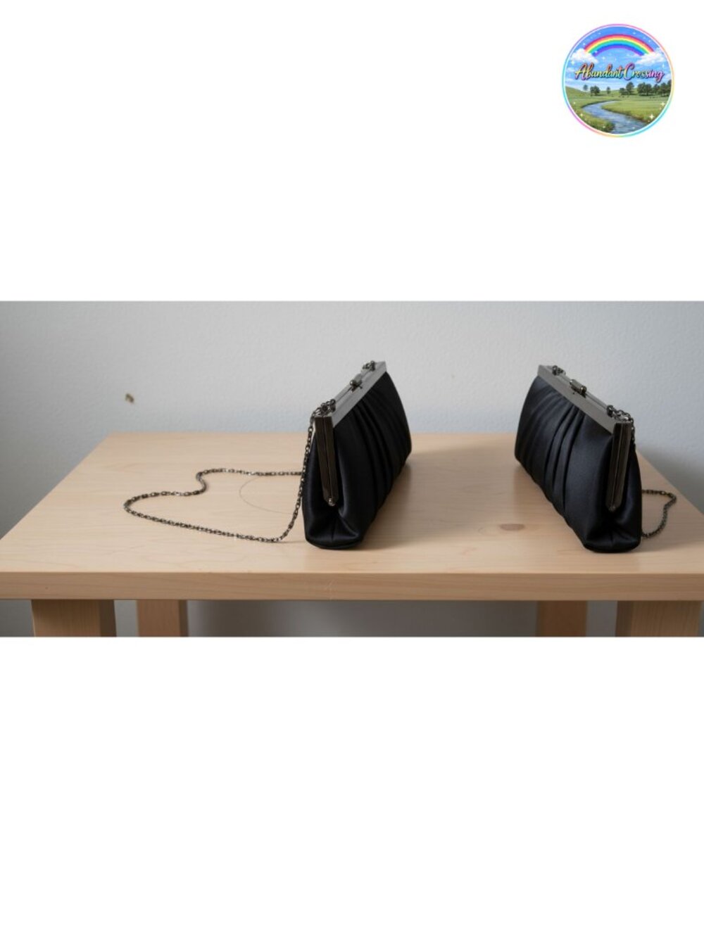Satin Frame Evening Clutch Bag with Shoulder Chain Included